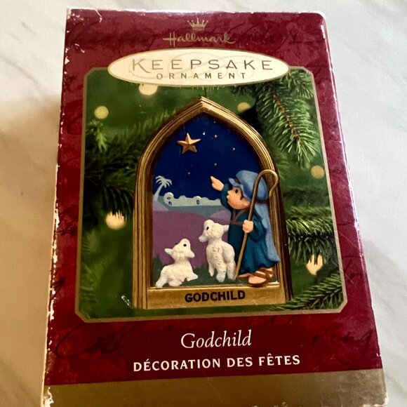 Vintage Hallmark Keepsake Christmas Ornament for Godchild -Shepherd Boy with Lam - Picture 5 of 11